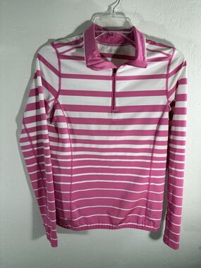 Lauren Ralph Lauren Small 1/4 Zip Pink White Pullover Activewear Women’s Shirt